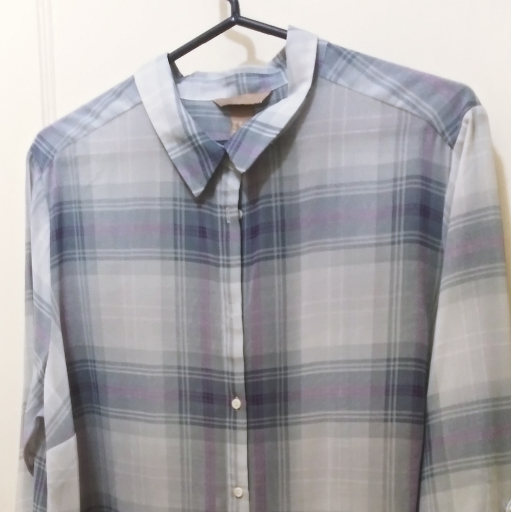 Plaid button up blouse